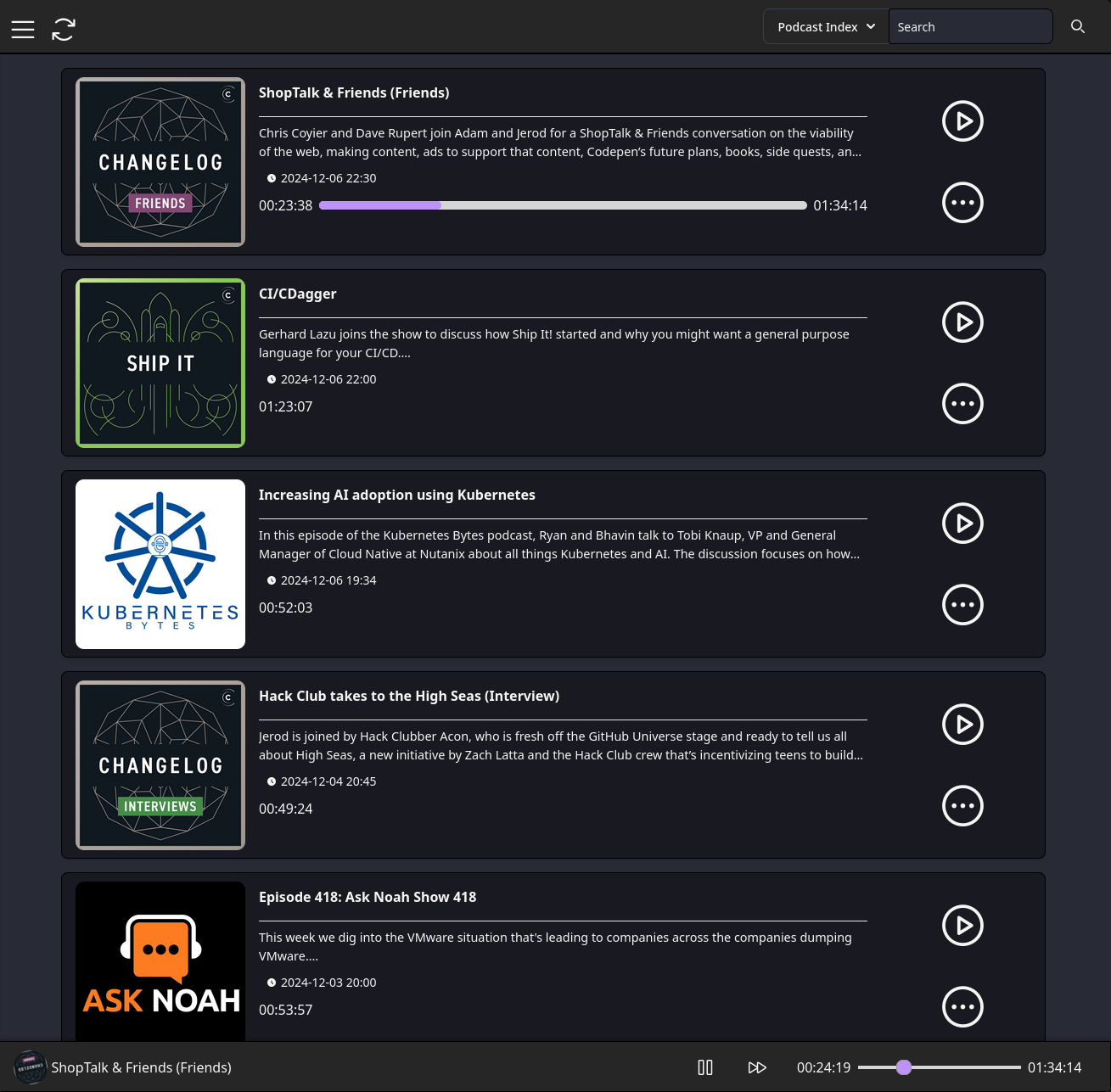 PinePods Web Interface